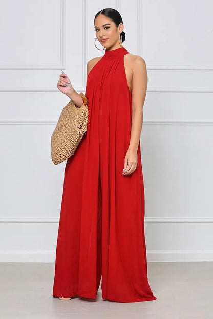 Novo Macaquinho Feminino Casual de Chiffon, Sem Mangas, Cor Sólida e Modelagem Solta para o Verão