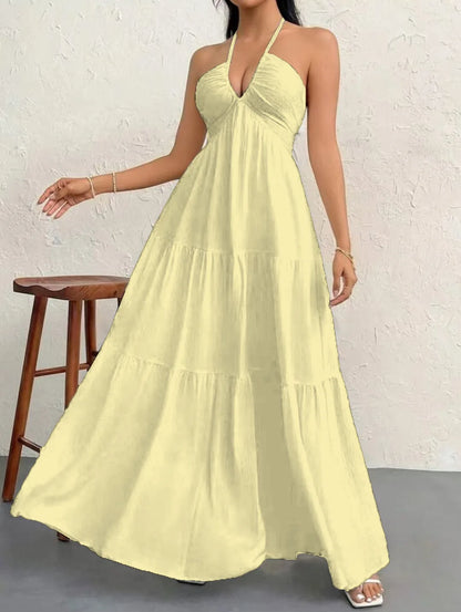 BR6703 Vestido Longo Feminino Estilo Boho – Decote em V Profundo, Ombros à Mostra, Cintura Alta e Cinto – Ideal para Casamentos e Festivais (Campeão de Vendas)