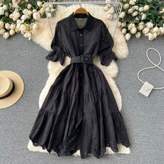 Pleated Dress Pleat and Waisted Slimming Elegant Slightly Mature Style Women's Clothing Spring New Premium Long Casual Dress
