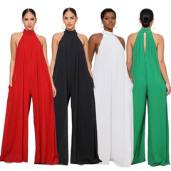 Novo Macaquinho Feminino Casual de Chiffon, Sem Mangas, Cor Sólida e Modelagem Solta para o Verão