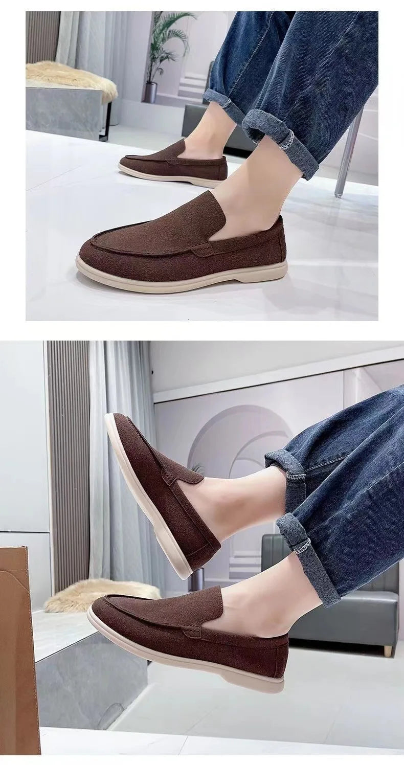 Mocassins Masculinos Estilo Beckham para Verão – Casual, Sem Cadarço (Slip-on), Confortáveis para Dirigir, Cabedal em Lona, Resistentes, Disponíveis em Tamanhos Grandes