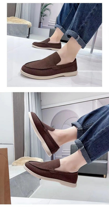 Mocassins Masculinos Estilo Beckham para Verão – Casual, Sem Cadarço (Slip-on), Confortáveis para Dirigir, Cabedal em Lona, Resistentes, Disponíveis em Tamanhos Grandes