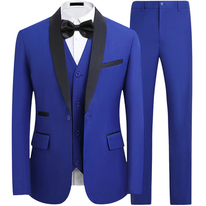Suit Set Mens Korean-style Slim-fit Groom Wedding Dress Business Formal Three-piece