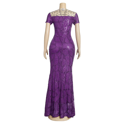 Novos vestidos de festa plus size de alta qualidade, com gola redonda e modelagem ajustada, estilo celebridade.