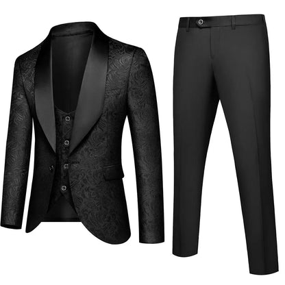 XS-4XL Men's Small Suit Three Piece Casual Wedding Banquet Bridesman and Groom Business Men's Suit