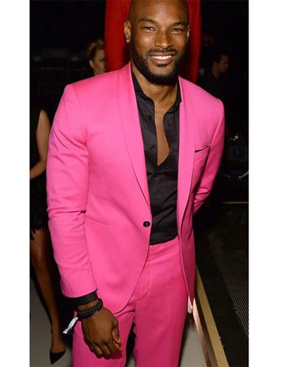 2 pçs blazer calças quente rosa xale lapela casual conjunto de terno masculino fino ajuste terno do homem festa wear celebridade baile smoking (jaqueta + calças)