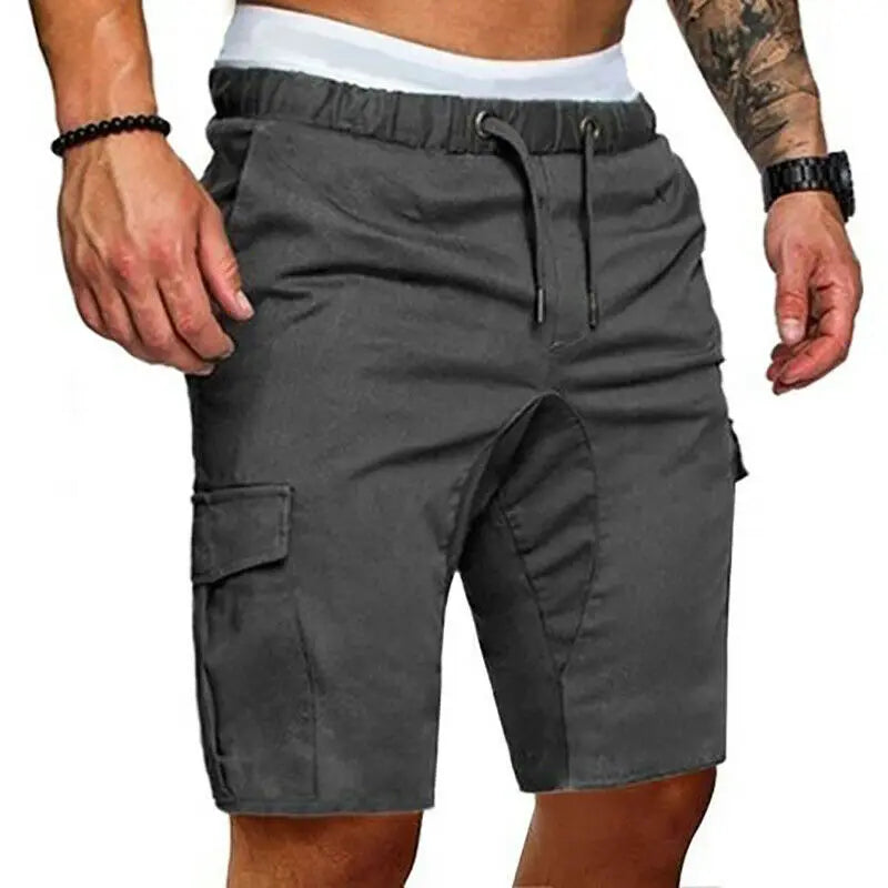 Calções casuais dos homens verão carga shorts ginásio esporte correndo treino calças de carga jogger cordão sólido jogging shorts