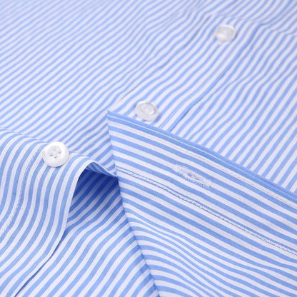 Camisa masculina clássica francesa com punhos listrados, bolso único, ajuste padrão, camisas de casamento de manga comprida (abotoaduras incluídas)