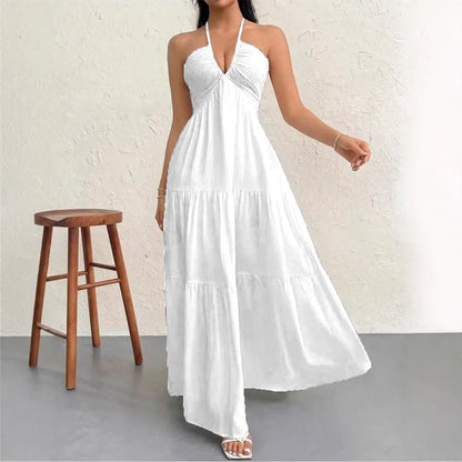 BR6703 Vestido Longo Feminino Estilo Boho – Decote em V Profundo, Ombros à Mostra, Cintura Alta e Cinto – Ideal para Casamentos e Festivais (Campeão de Vendas)