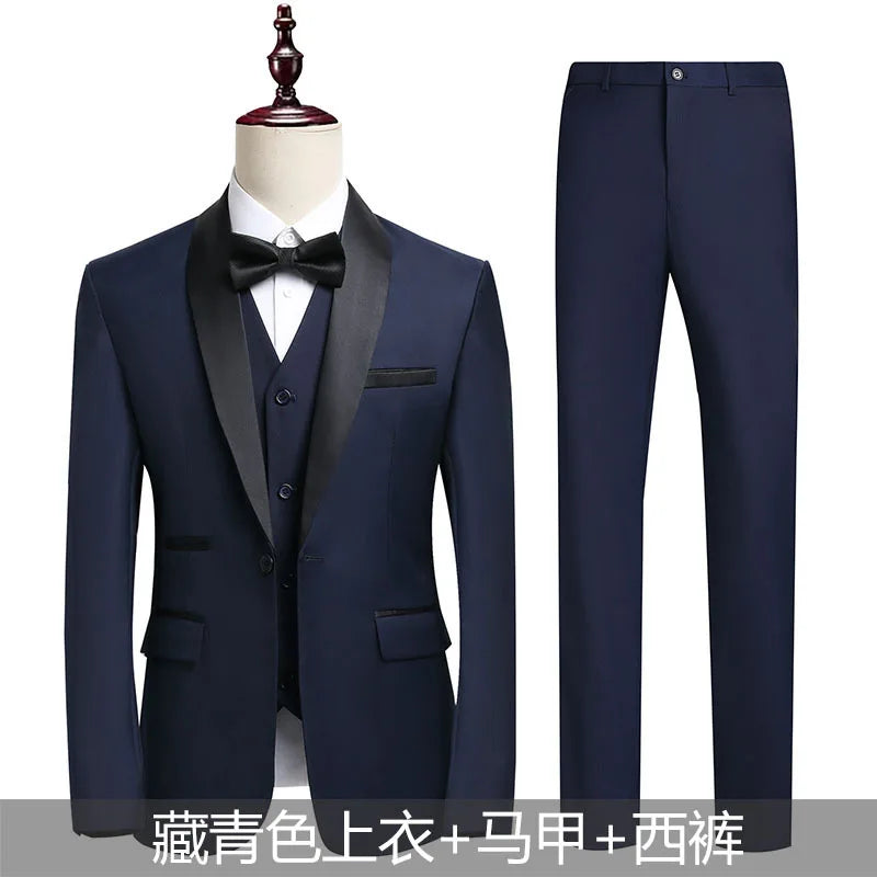 Shengqiu Aristocratic 2025 Summer Wedding Suit Groom High-end Business Casual Men's Slim-fit Three-piece