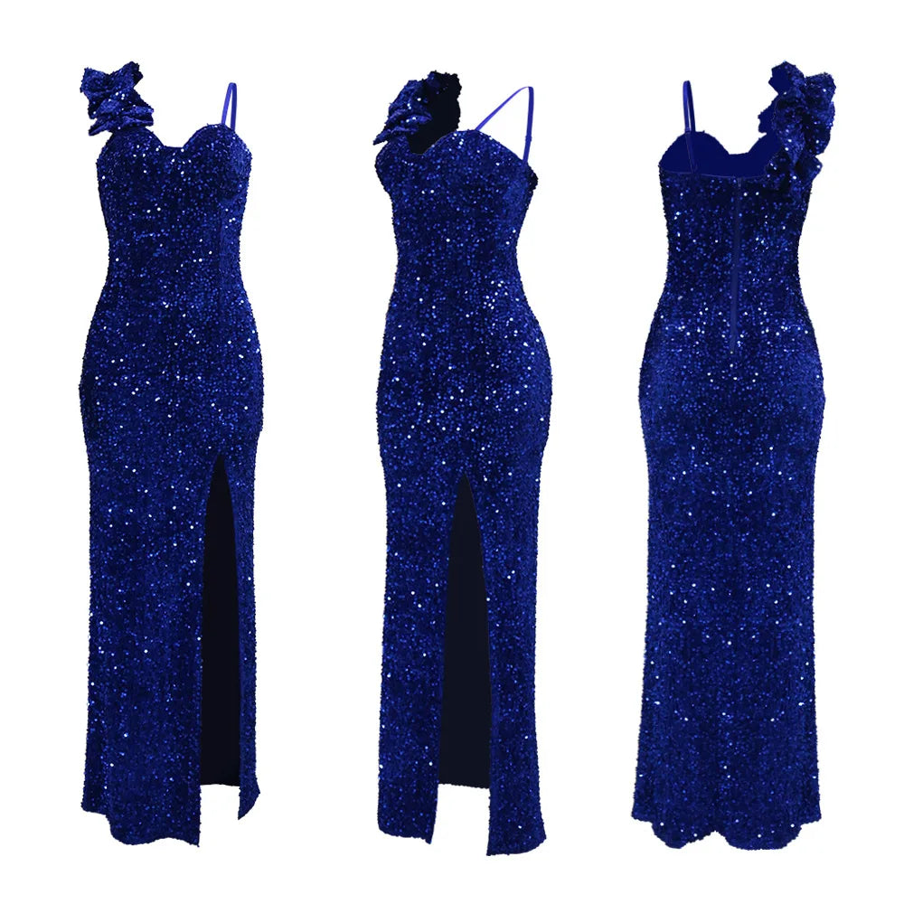 Vestido de Festa Formal e Sexy de Alta Qualidade para Mulheres – Longo, de Luxo e com Lantejoulas (Atacado)