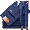 Calça Jeans Masculina Plus Size de Alta Elasticidade, Corte Reto e Largo, Cintura Média-Alta (Atacado)