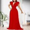 Macacão Feminino Plus Size de Verão, Elegante, Liso e com Decote em V