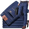 Calça Jeans Masculina Plus Size de Alta Elasticidade, Corte Reto e Largo, Cintura Média-Alta (Atacado)