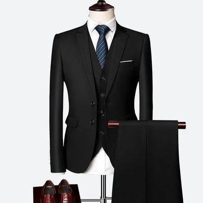EUR US Size XS-3XL Luxury 3piece Men's Wedding Suit Slim Solid Color Business Office Suit Sets Large Size Blazer+pants +vest
