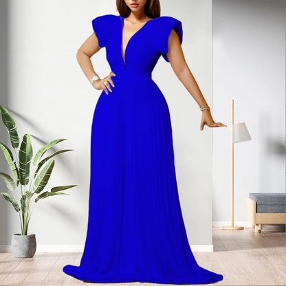Macacão Feminino Plus Size de Verão, Elegante, Liso e com Decote em V