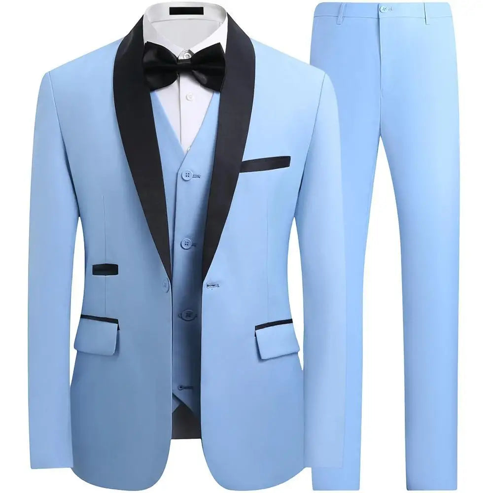 Suit Set Mens Korean-style Slim-fit Groom Wedding Dress Business Formal Three-piece