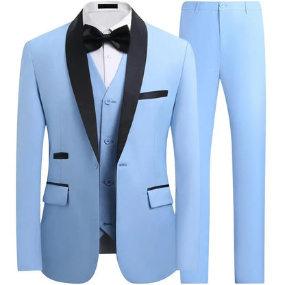 Suit Set Mens Korean-style Slim-fit Groom Wedding Dress Business Formal Three-piece