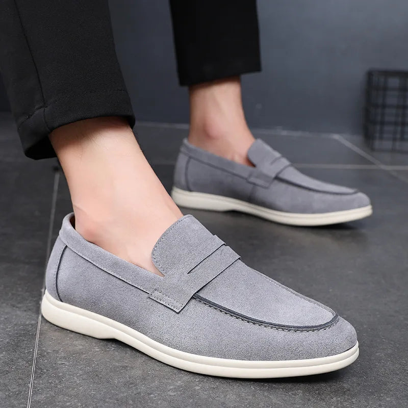 Mocassins casuais de luxo da moda para homens, estilo personalizado para caminhada, respiráveis, sem fecho, para todas as estações