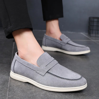 Mocassins casuais de luxo da moda para homens, estilo personalizado para caminhada, respiráveis, sem fecho, para todas as estações