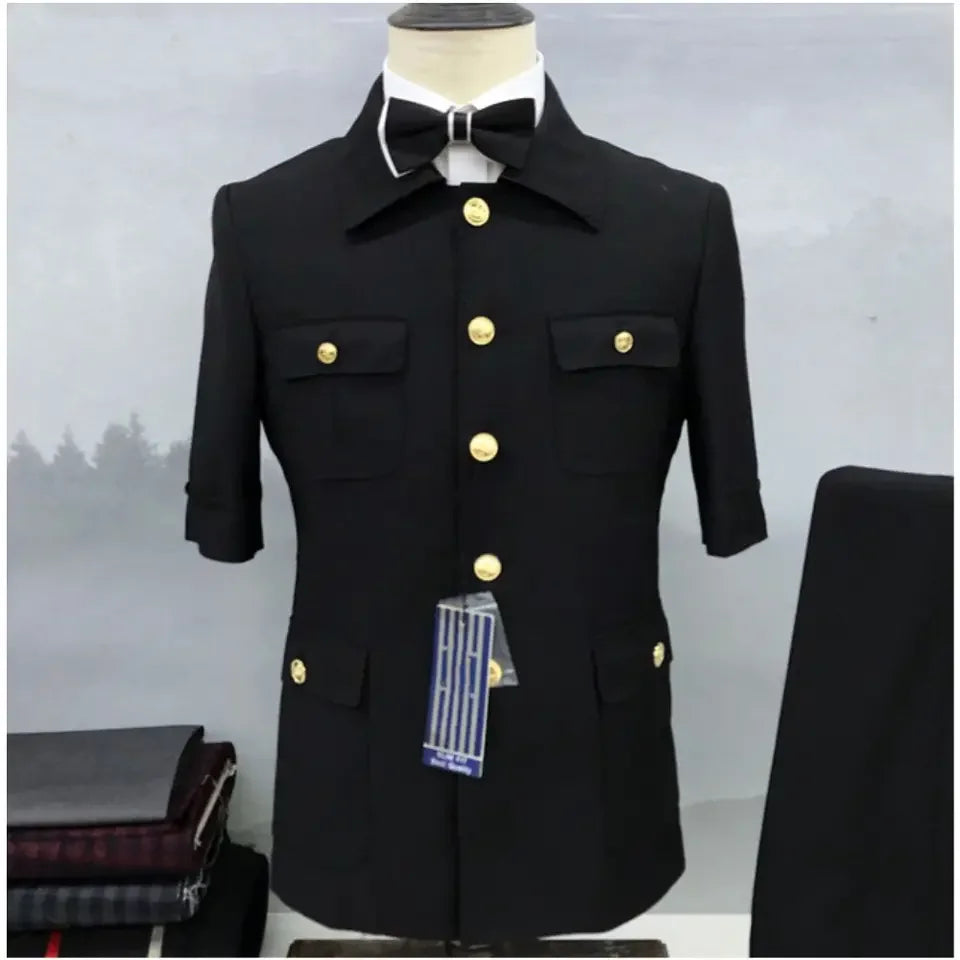 Conjunto de Terno Masculino Estilo Safári Marrom (2 Peças): Blazer de Verão Manga Curta e Calça – Ideal para Casamentos, Noivos, Festas e Eventos – Modelagem Regular Fit