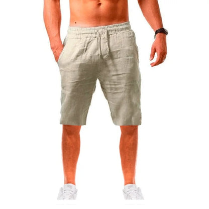 Calções de linho e algodão para homem, novos, respiráveis, de cor sólida, para o verão, ideais para fitness e uso urbano, tamanhos S-3XL
