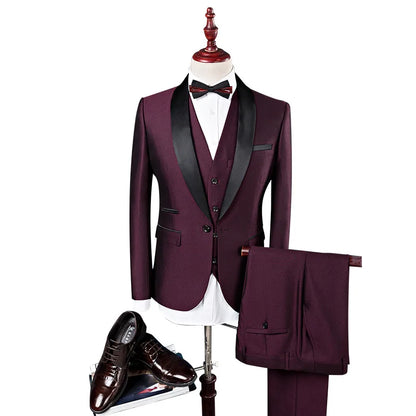 DE0061RV Hot Trend 3-Pieces Single Button Slim Casual Men's Suits and Blazer Sehe Fashion