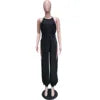 Macacão feminino de verão, casual e justo, em cor sólida, com alças, cordão, sem mangas, cintura alta e detalhes em tricô.