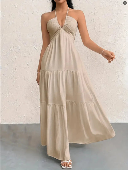 BR6703 Vestido Longo Feminino Estilo Boho – Decote em V Profundo, Ombros à Mostra, Cintura Alta e Cinto – Ideal para Casamentos e Festivais (Campeão de Vendas)
