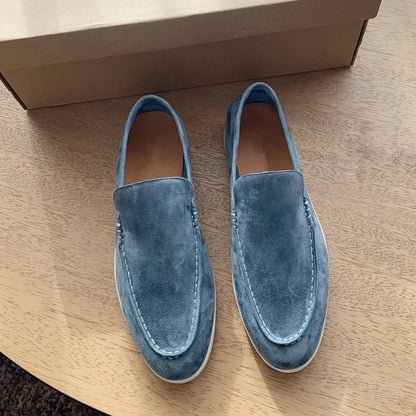 Sapatos casuais de cano alto em pele de carneiro, estilo coreano, para homens, mocassins confortáveis e estilosos com sola de borracha.