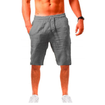 Calções de linho e algodão para homem, novos, respiráveis, de cor sólida, para o verão, ideais para fitness e uso urbano, tamanhos S-3XL