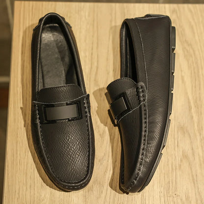 Tênis masculino de couro legítimo, respirável, tamanho 44, estilo mocassim clássico de luxo, para uso casual, novo, para atacado (OEM).