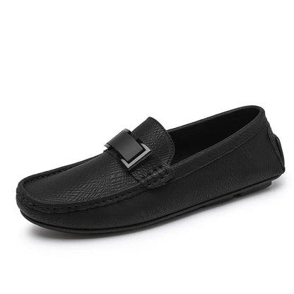 Tênis masculino de couro legítimo, respirável, tamanho 44, estilo mocassim clássico de luxo, para uso casual, novo, para atacado (OEM).
