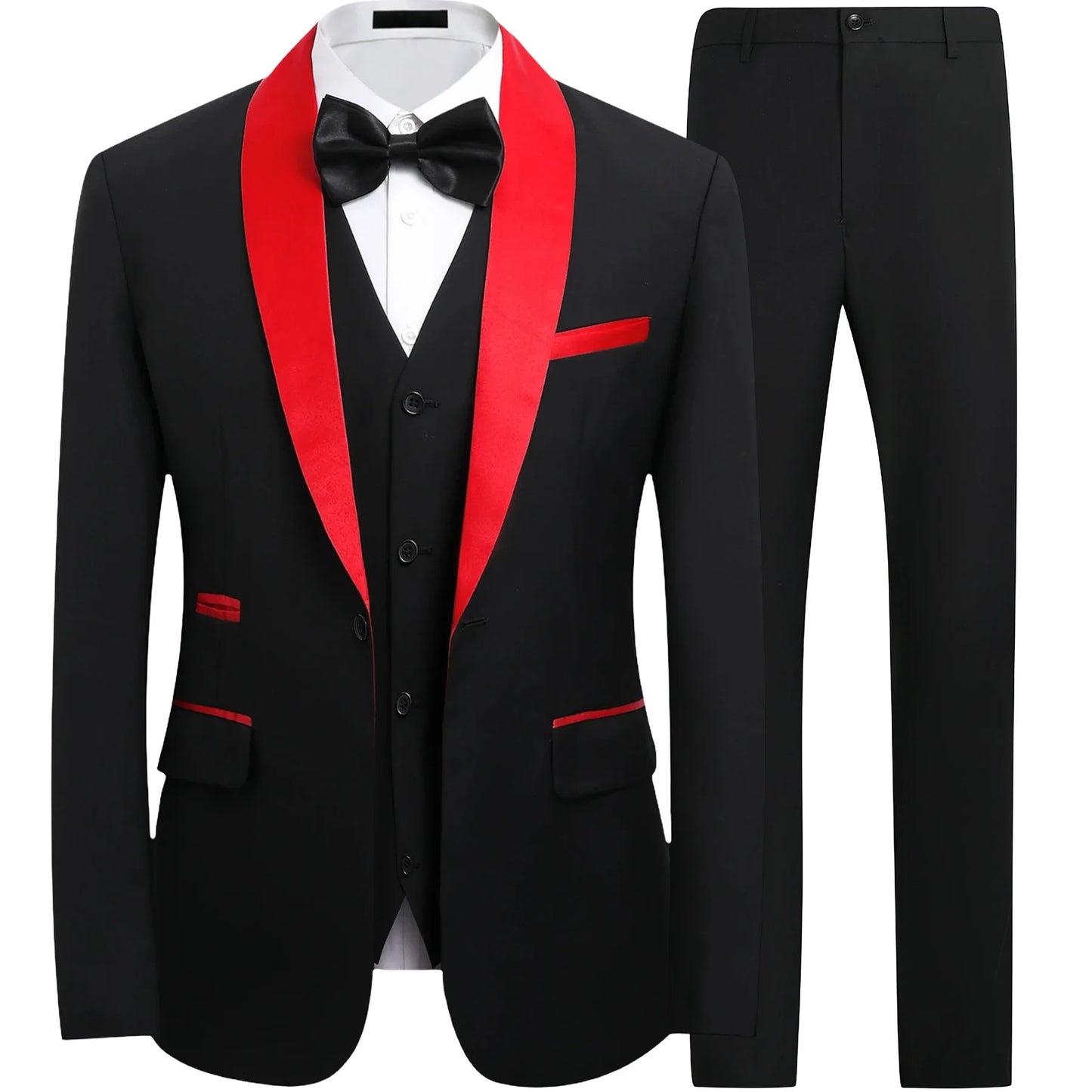 Suit Set Mens Korean-style Slim-fit Groom Wedding Dress Business Formal Three-piece
