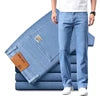 Calça Jeans Masculina Plus Size de Alta Elasticidade, Corte Reto e Largo, Cintura Média-Alta (Atacado)