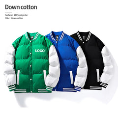 Jaqueta Masculina de Inverno Estilo Varsity/Baseball (Puffer) – Corta-vento, Acolchoada com Algodão e Personalizável com Bordado