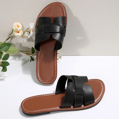 Chinelo de praia feminino grande, cor sólida, modelo clássico, com sola plana, lançamento verão 2026, novo design com sola de borracha, cabedal em EVA e forro em PU.
