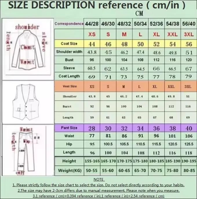 EUR US Size XS-3XL Luxury 3piece Men's Wedding Suit Slim Solid Color Business Office Suit Sets Large Size Blazer+pants +vest