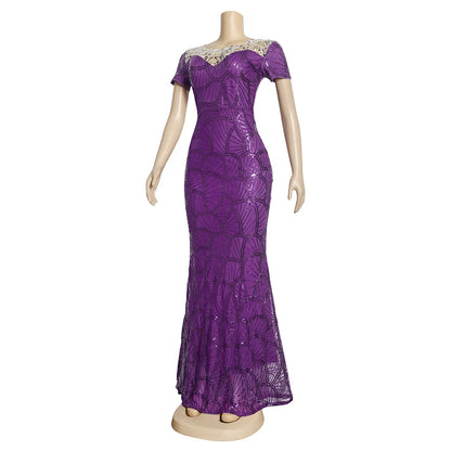 Novos vestidos de festa plus size de alta qualidade, com gola redonda e modelagem ajustada, estilo celebridade.