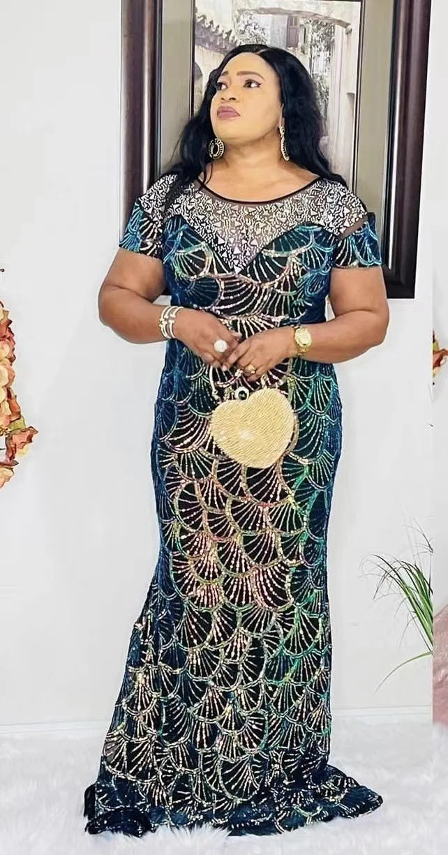 Novos vestidos de festa plus size de alta qualidade, com gola redonda e modelagem ajustada, estilo celebridade.