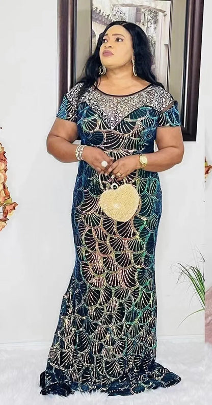 Novos vestidos de festa plus size de alta qualidade, com gola redonda e modelagem ajustada, estilo celebridade.