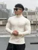 Suéter Masculino Listrado Versátil de Manga Longa e Gola Média (Slim Fit)