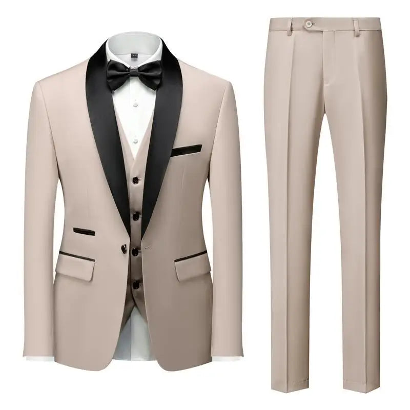 XS-4XL Men's Small Suit Three Piece Casual Wedding Banquet Bridesman and Groom Business Men's Suit
