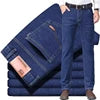 Calça Jeans Masculina Plus Size de Alta Elasticidade, Corte Reto e Largo, Cintura Média-Alta (Atacado)