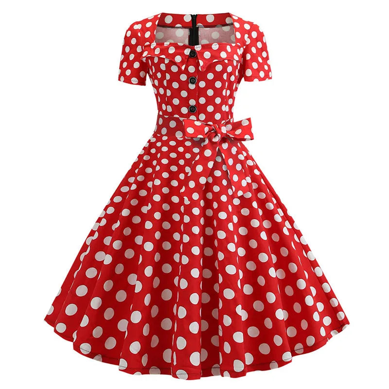 Mulheres gola quadrada elegante vintage vestido de verão manga curta midi vestido robe femme casual escritório vestido de festa