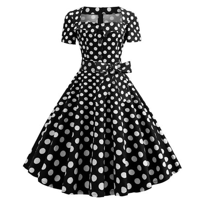 Mulheres gola quadrada elegante vintage vestido de verão manga curta midi vestido robe femme casual escritório vestido de festa