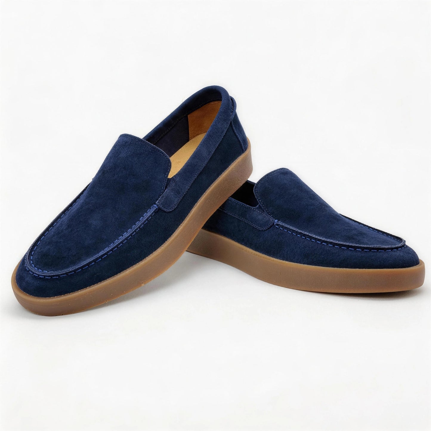 Mocassins masculinos de couro feitos à mão, calçados estilo business casual