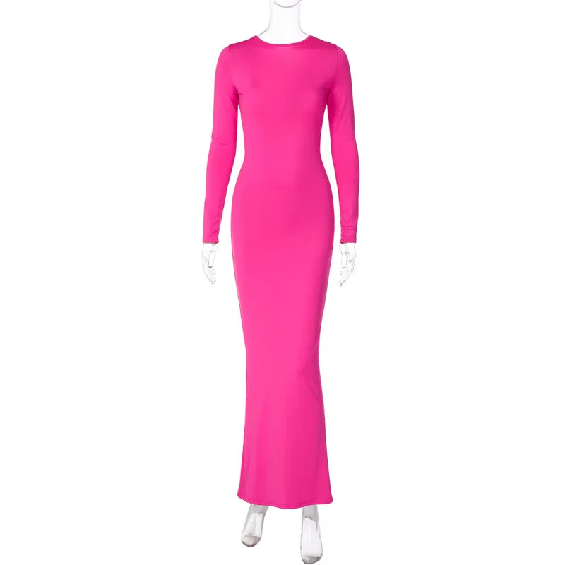 Vestido longo feminino sexy de festa com costas abertas, modelo maxi, estilo tubinho, com drapeado, cor sólida, ideal para a primavera e o verão.