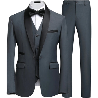 Suit Set Mens Korean-style Slim-fit Groom Wedding Dress Business Formal Three-piece