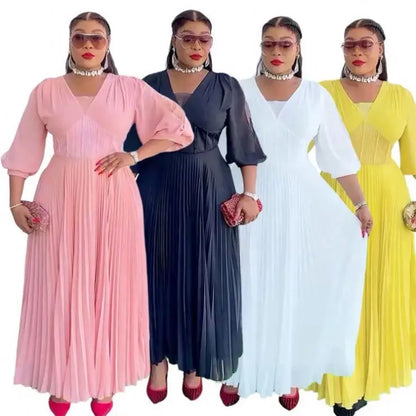 Vestido longo de festa elegante e ajustado para mulheres, em chiffon, com capa, mangas sino e detalhes em renda.